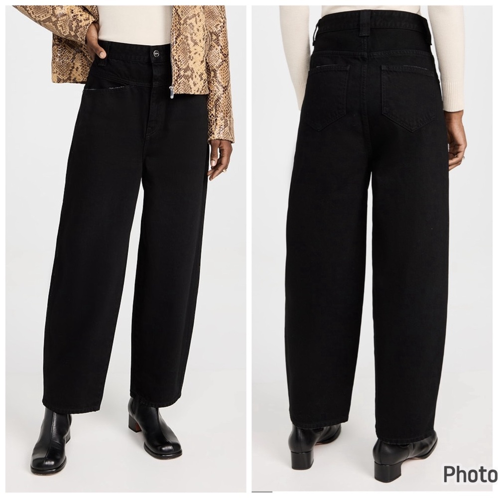Khaite Preen Denim Wide Leg Jeans Black‎ High Rise Sz 25